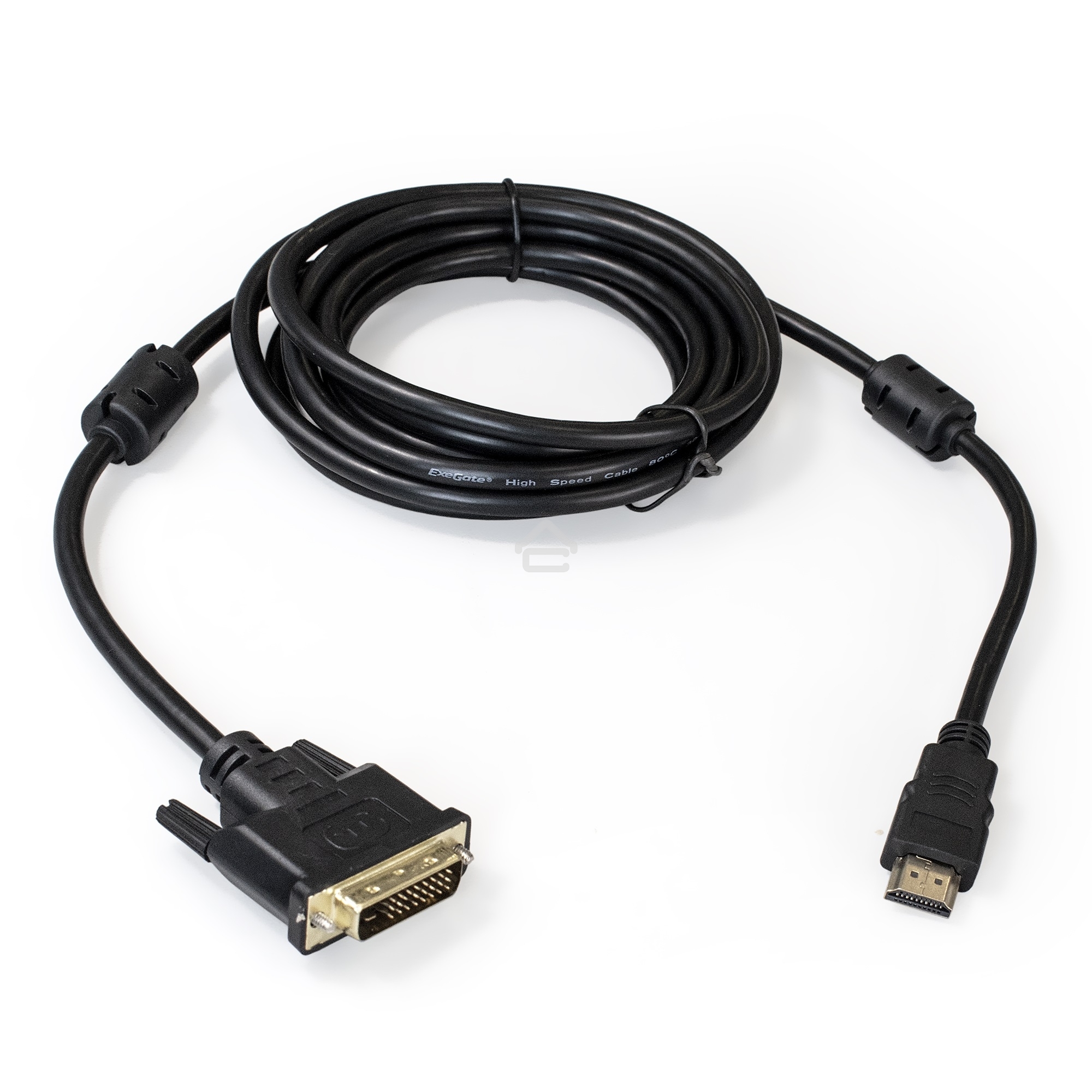 Кабель ExeGate EX284906RUS HDMI-DVI ExeGate EX-CC-HDMIM-DVIM-2.0 (19M/25M, dual link, 2м, 2 фильтра, позолоченные контакты)
