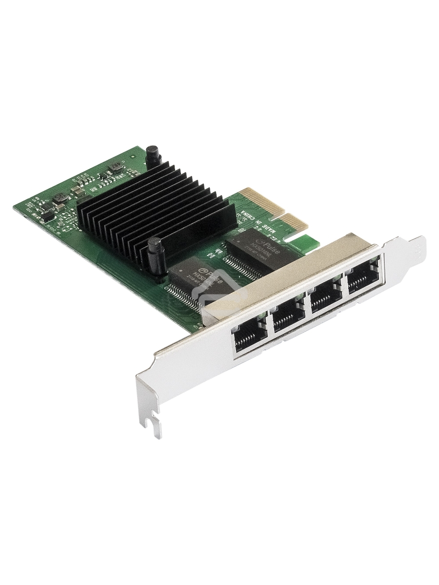 Сетевой адаптер ExeGate EXE-I350-T4V2 (PCI-E x4 v2.1, порты 4xRJ45 (медные), 10/100/1000Mbps, Gigabit NIC Intel Chipset NHI350AM4)