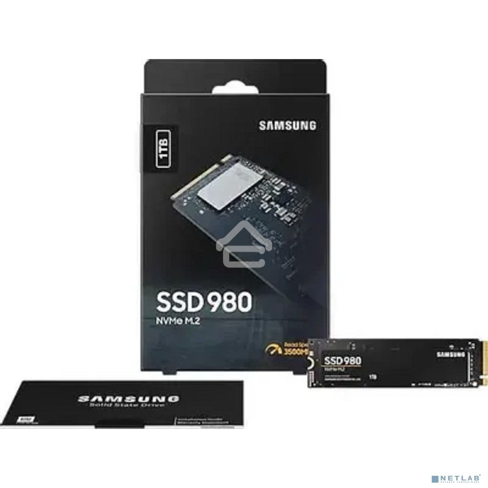 Накопитель SSD Samsung 980, 1000Gb, PCIe 3.0 x4, M.2 2280, NVMe, R/W 3500/3000