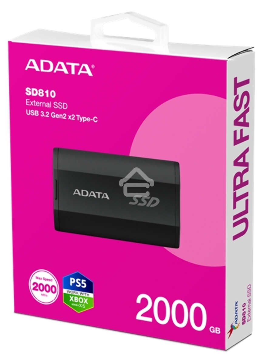 Внешний накопитель SSD ADATA 2Tb SD810 USB Type-C (2000/2000 Mb/s) metal case black (SD810-2000G-CBK)