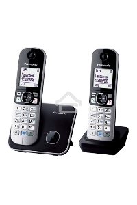 Телефон беспроводной (DECT) Panasonic KX-TG6812RU черный (труб. в компл.:2шт) АОН