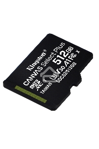 Флеш карта microSDHC 512GB microSDXC Class10 Kingston <SDCS2/512GBSP> UHS-I Canvas Select up to 100MB/s без адапт