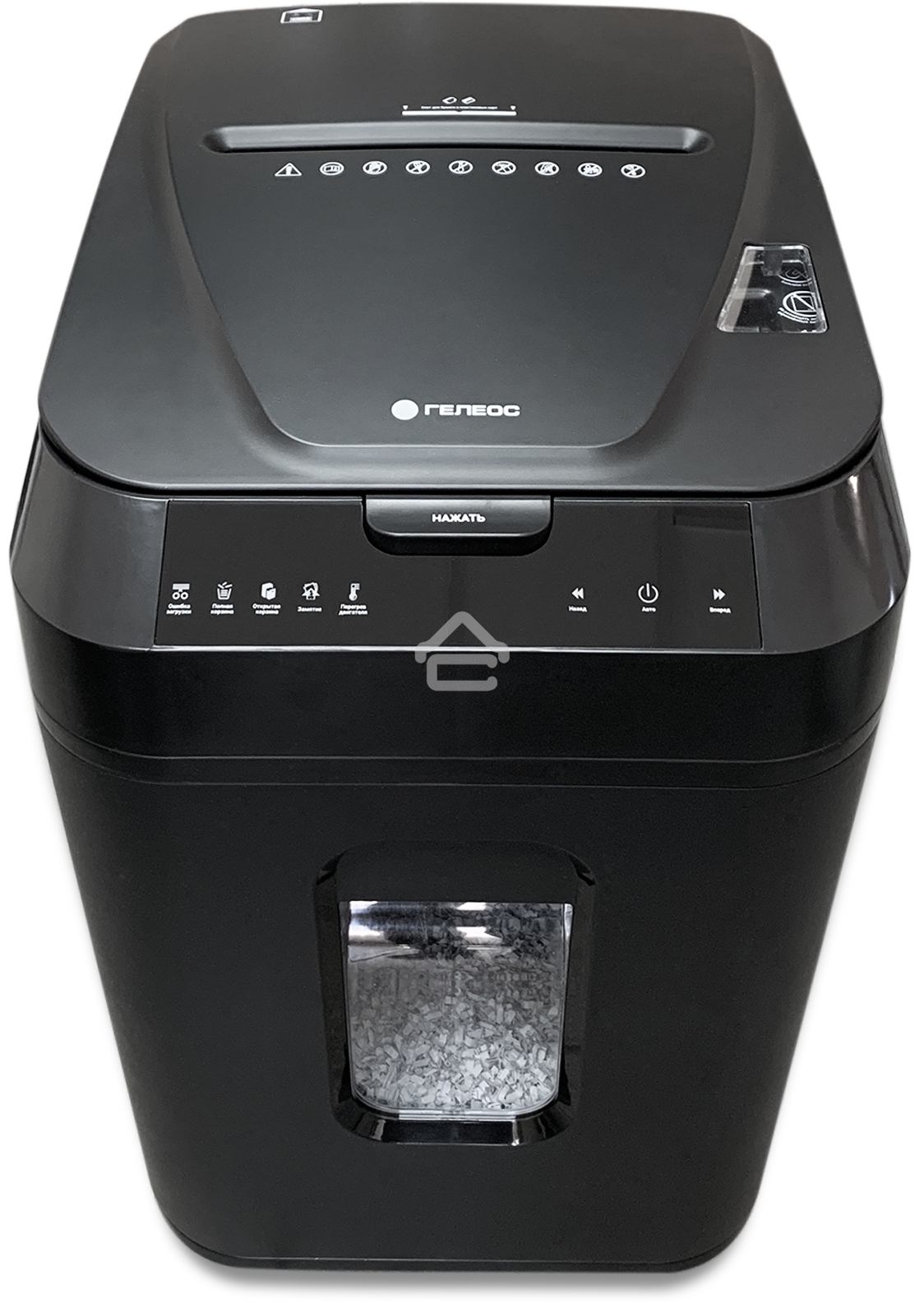 Шредер ГЕЛЕОС АП40-4, DIN P-4 (4 ур-нь секр.), фрагмент 3,9х12мм, АВТОПОДАЧА 170 лист (70г/м2), пл.карты/скрепки/скобы, 37 литров