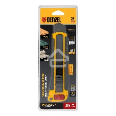 Нож Denzel 25 мм, сменное лезвие, SK4, корпус из ABS + TPR, торцевой зажим