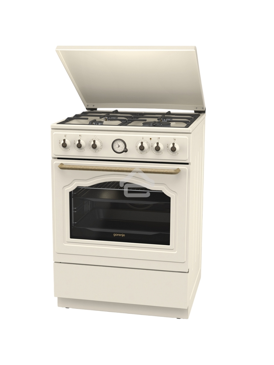Плита комбинированная Gorenje GKS6C71CLI бежевый, конфорок 4 газовых, духовка 71 л, 60 см x 85 см x 60 см