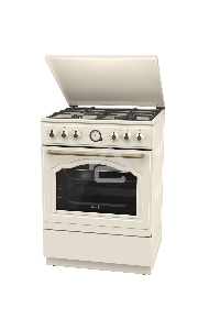 Газовая плита Gorenje GKS6C71CLI, электрическая духовка, металлическая крышка, чугун, слоновая кость