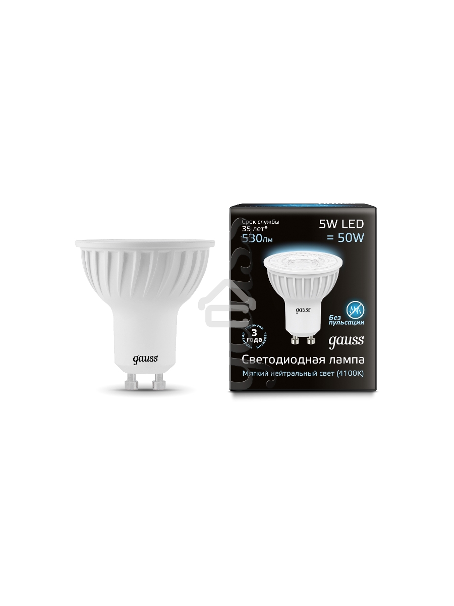 Лампа светодиодная GAUSS 101506205LED MR16 GU10 5W 4100K