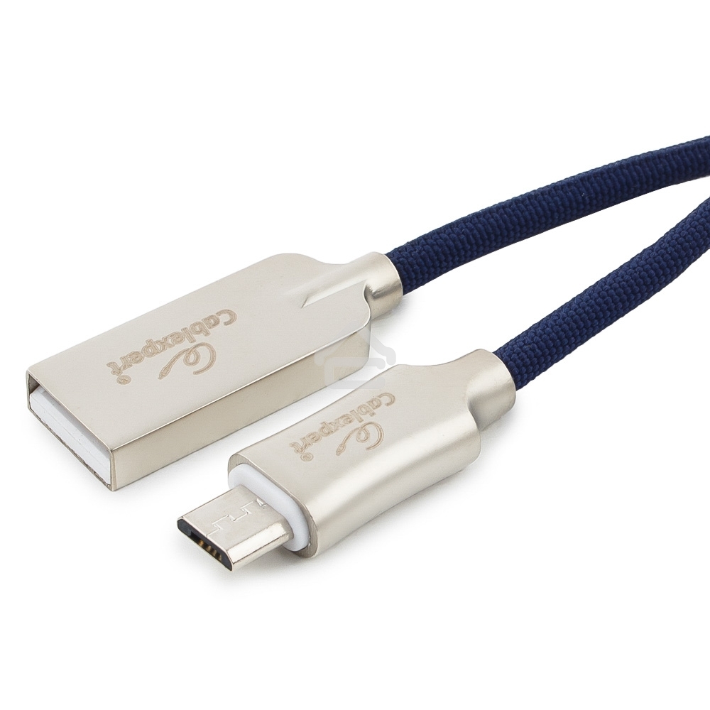 Кабель USB2.0 Cablexpert CC-P-mUSB02Bl-1M, AM/microB, серия Platinum, длина 1м, синий, блистер