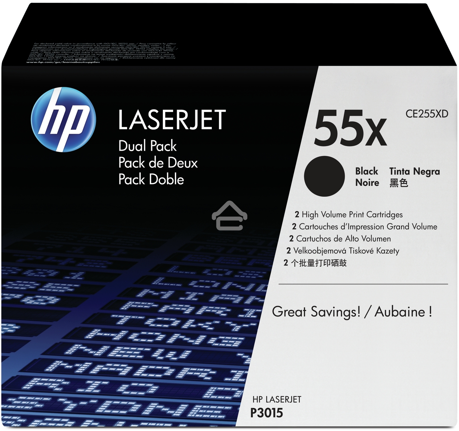 Картридж лазерный набор из 2 шт HP LaserJet CE255XD черный для LJ P3015(2 х 12500стр)