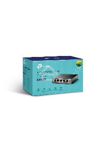 Коммутатор 5-Port 10/100Mbps Unmanaged Switch with 4-Port PoE, meta case, desktop mount, PoE budget 41W.