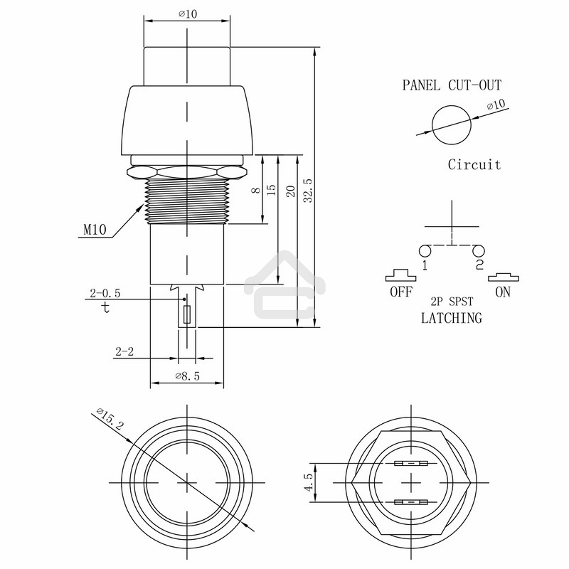 Выключатель-кнопка 250V 1А (2с) ON-OFF синяя Micro Rexant