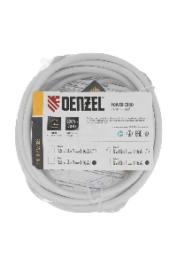Шнур сетевой Energy Series, ПВС, 3 м, 3х1 мм, с неразборной вилкой, белый Denzel