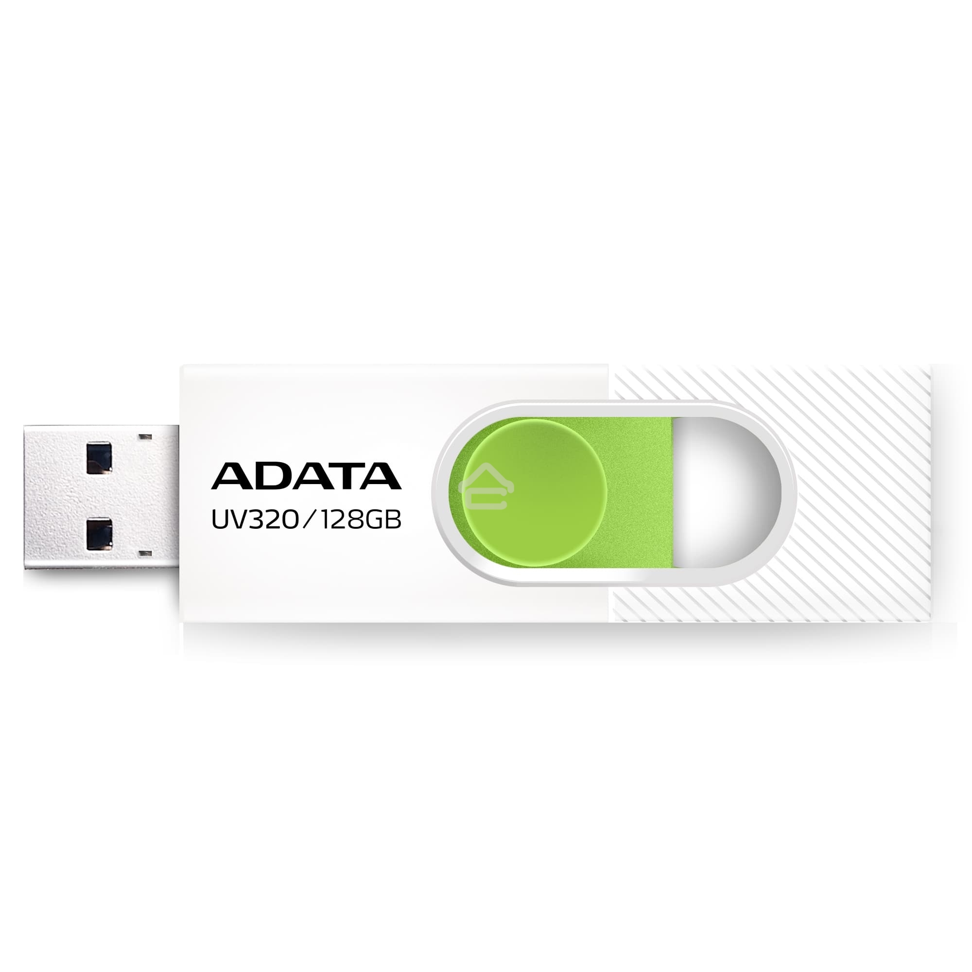 Флешка USB ADATA UV320 (AUV320-128G-RWHGN), 128Gb, USB 3.2 Gen1, R/W 100/30, белый/зеленый