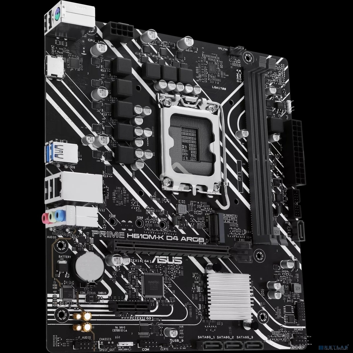 Материнская плата ASUS PRIME H610M-K D4 ARGB, LGA 1700, Intel H610, 2xDDR4, 4xSATA, 1xM.2, 1xPCIe 4.0 x16, 1xHDMI, 1x1Gb LAN, 2xUSB 5Gbps, 4xUSB 2.0, 7.1, mATX