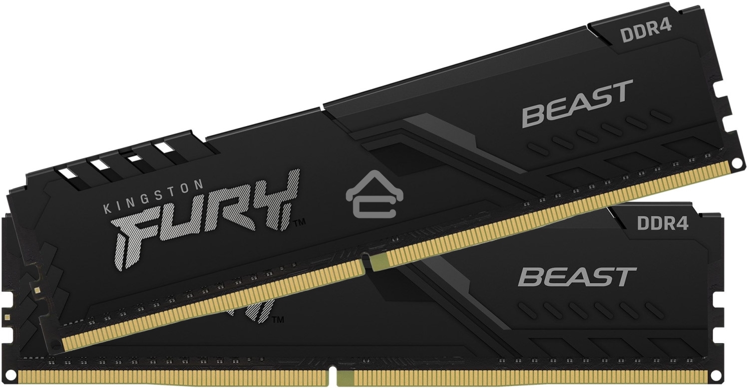 Оперативная память Kingston Fury Beast, DDR4, 64GB (2x32GB), 3200MHz, CL16, DIMM, черный