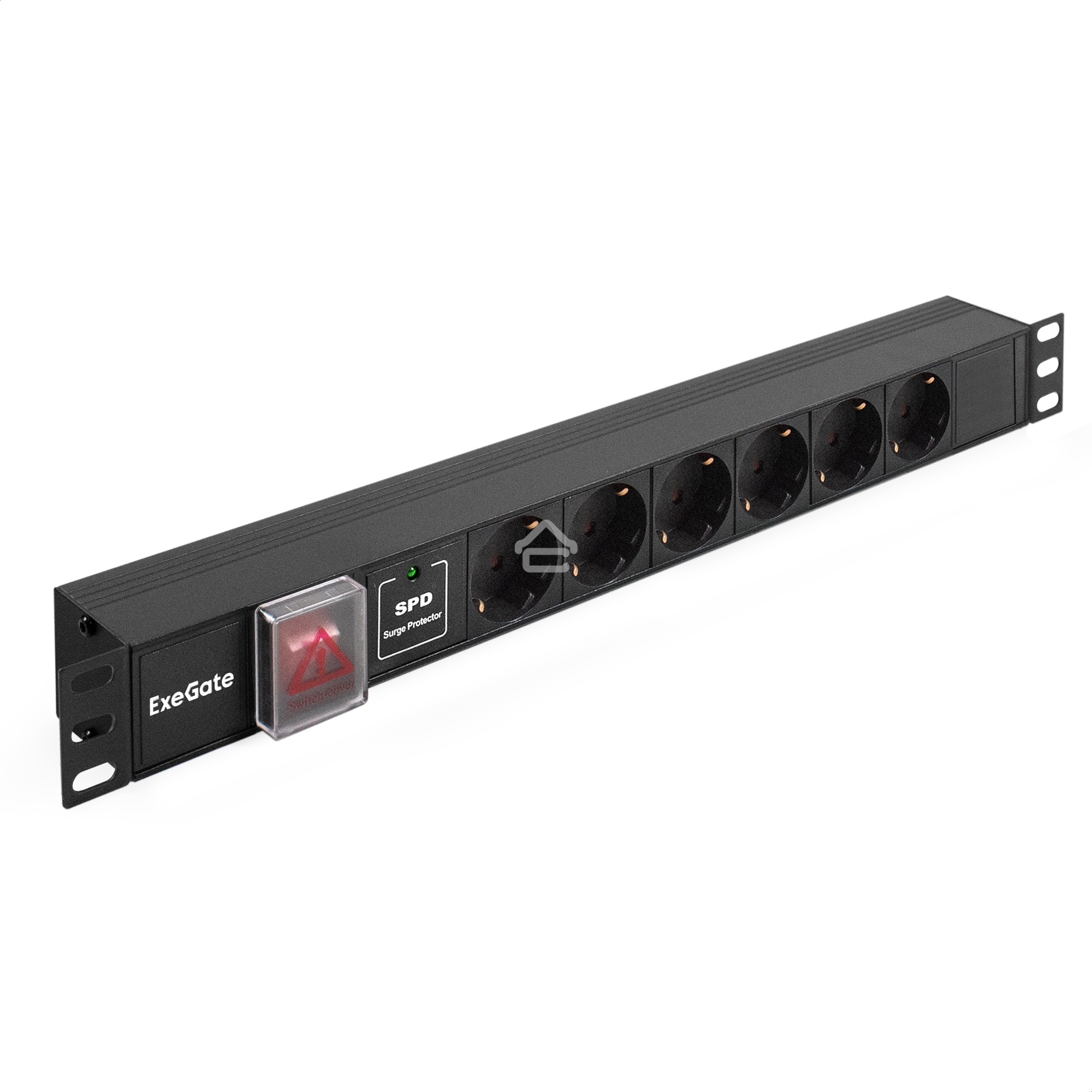 Блок розеток горизонтальный ExeGate ServerPro PDU-19H607 Al-6S-C14-SW-SPD1, 19