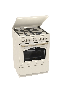 Газовая плита Gorenje GKS6C71CLI, электрическая духовка, металлическая крышка, чугун, слоновая кость
