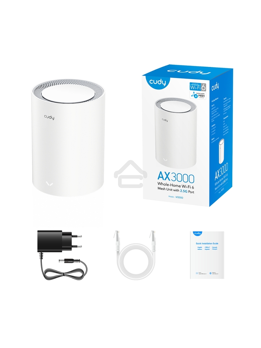 Бесшовный Mesh роутер Cudy M3000(2-PACK) AX3000 10/100/1000/2500BASE-T, белый (упак.:2шт)