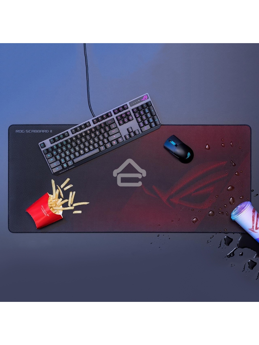 Игровой коврик для мыши ASUS ROG Scabbard II (900 x 400 x 3 mm, резина, тканый материал, cиликон, 90MP00S0-B0UA00)