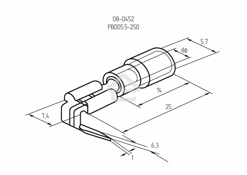 Клемма плоская Rexant изолированная гнездо 7.4 мм + штекер - 6.3 мм 4-6 мм² (РПи-О 6.0-(6.3)/РПИо 6.0-7.5)