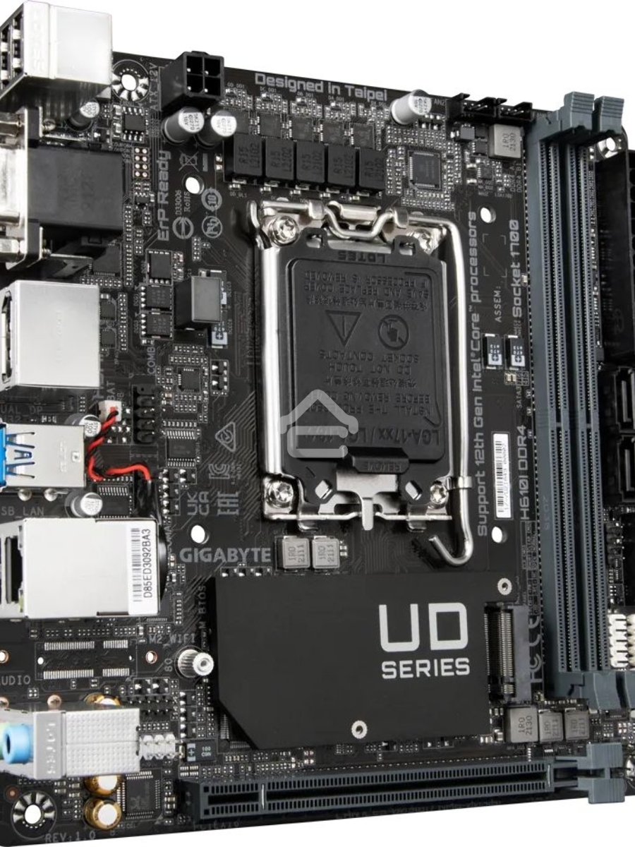 Материнская плата Gigabyte H610I DDR4, LGA 1700, Intel H610, 2xDDR4, 4xSATA, 1xM.2, 1xPCIe 4.0 x16, 1xHDMI, 1xVGA, 2xDP, 1x 1Gb LAN, 2xUSB-A 3.2 Gen 1, 4xUSB-A 2.0, 3x 3.5 мм, 7.1, Mini-ITX