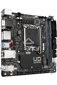 Материнская плата Gigabyte H610I DDR4, LGA 1700, Intel H610, 2xDDR4, 4xSATA, 1xM.2, 1xPCIe 4.0 x16, 1xHDMI, 1xVGA, 2xDP, 1x 1Gb LAN, 2xUSB-A 3.2 Gen 1, 4xUSB-A 2.0, 3x 3.5 мм, 7.1, Mini-ITX