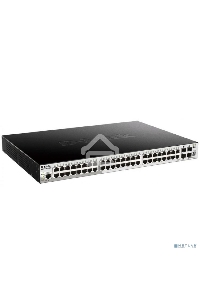 Коммутатор D-Link DGS-1250-52XMP/A1A, L2 Smart Switch with 48 10/100/1000Base-T ports and 4 10GBase-X SFP+ ports (48  PoE ports 802.3af/802.3at (30 W), PoE Budget 370W).16K Mac address, 802.3x Flow Control, 4K