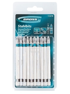Набор бит GROSS 11379 PH2х90, сталь S2, 10шт