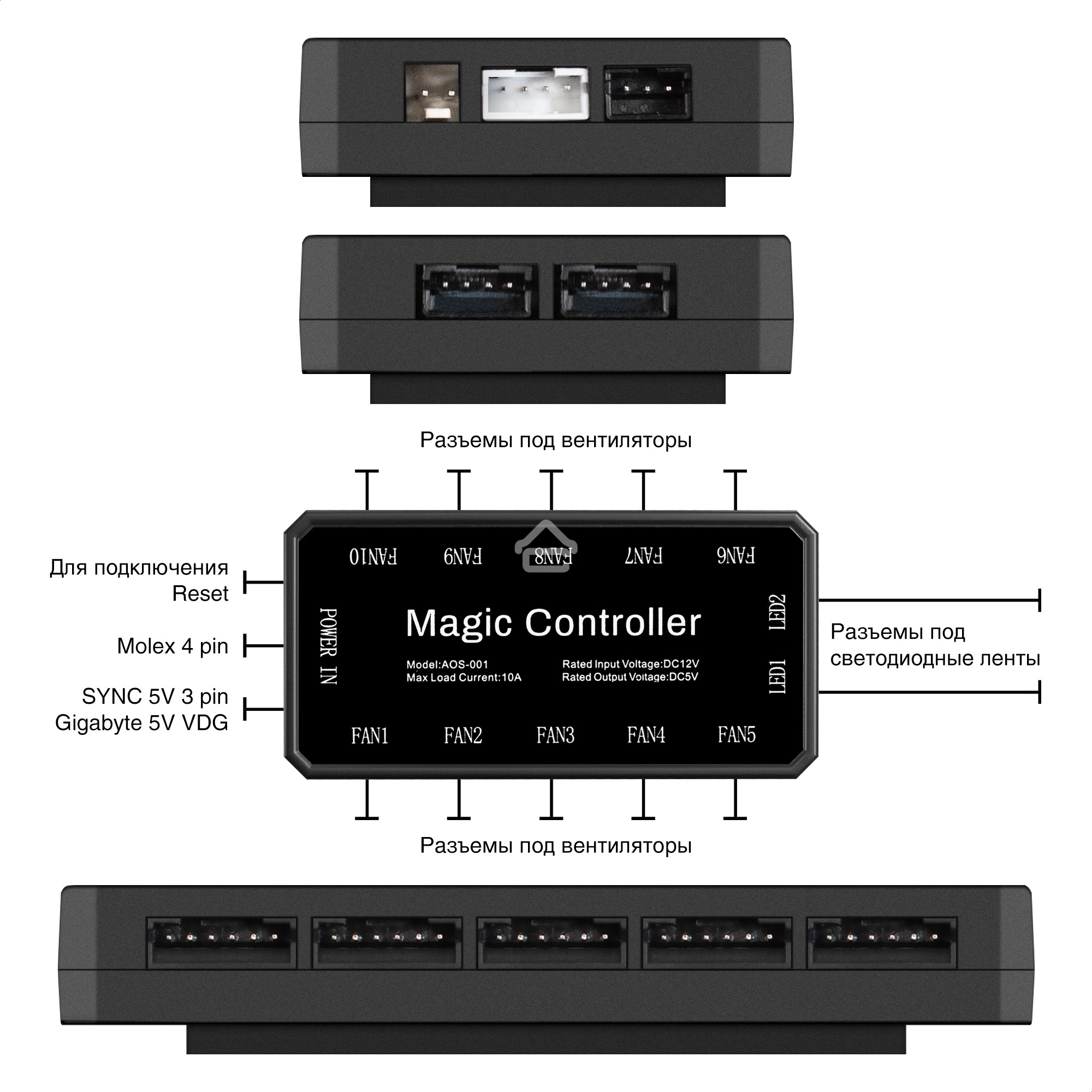 Контроллер-хаб с пультом управления ExeGate EXH6P.ARGb для вентиляторов с подсветкой ARGb 6pin
