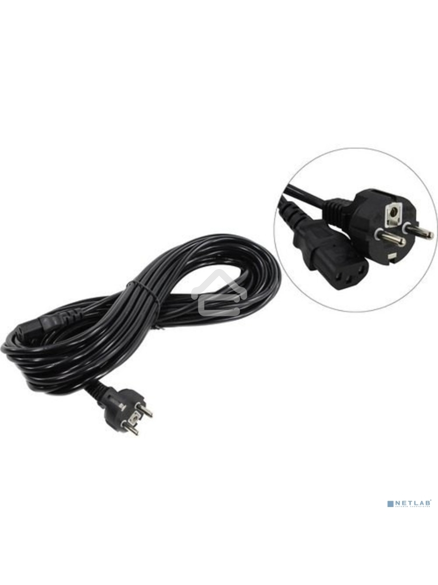 Кабель питания ExeGate Power PC-10P (Евровилка Schuko->С13) VDE-250V-3*1.0-CU, 10A, черный, 10м