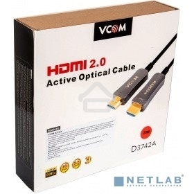 Активный оптический кабель HDMI 19M/M,ver. 2.0, 4K@60 Hz 20m VCOM