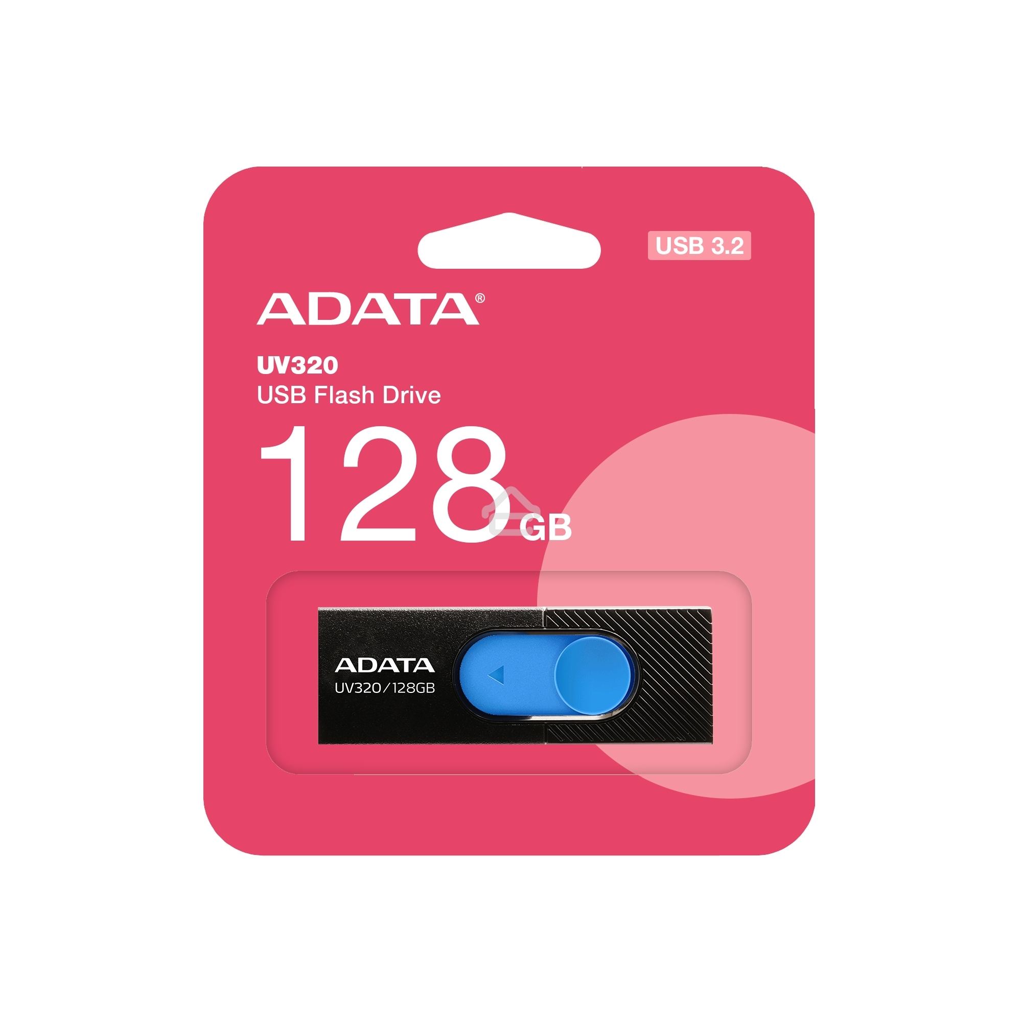 Флеш диск ADATA UV320 128GB, USB 3.2, черный/голубой