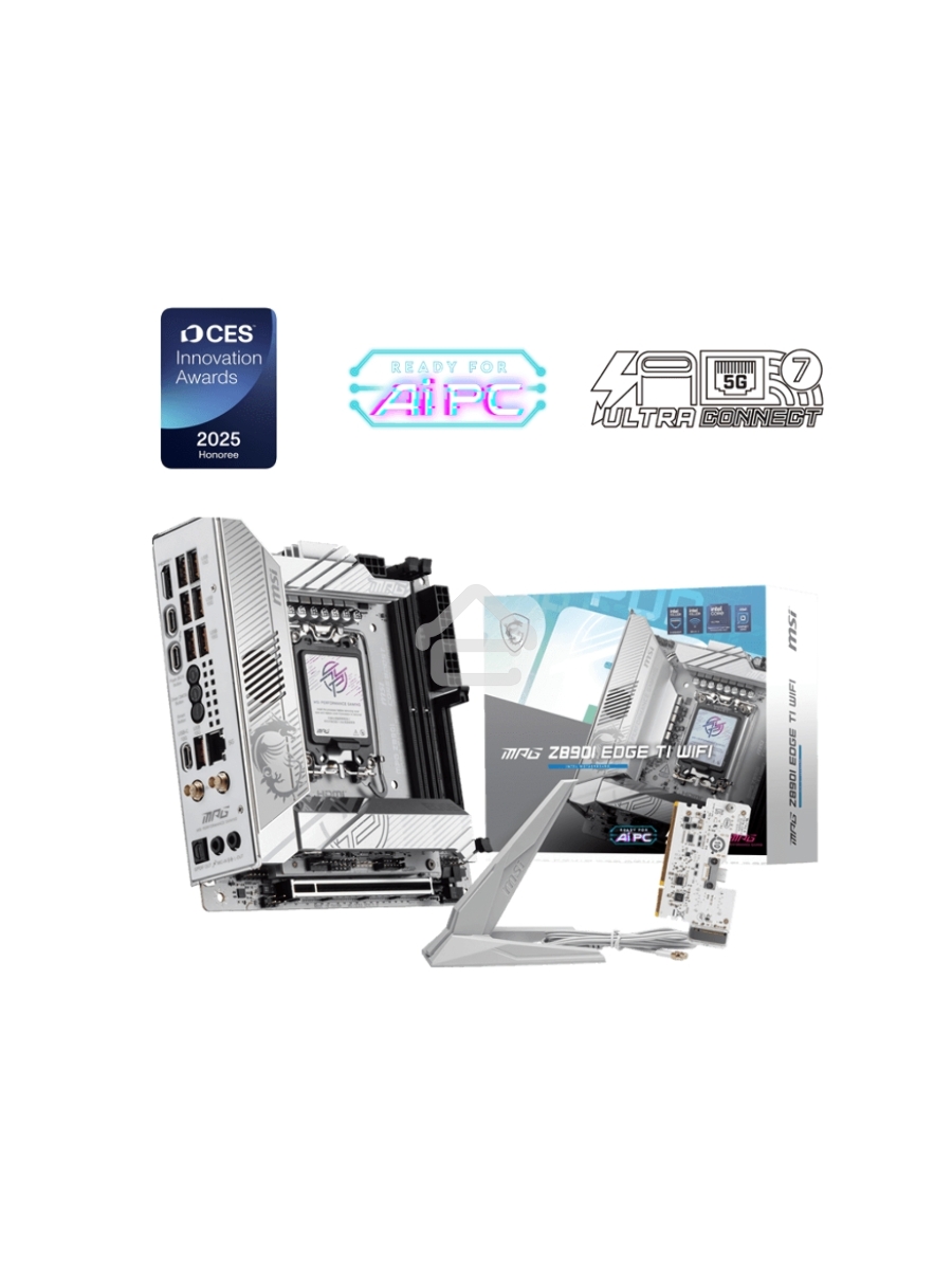 Материнская плата MSI MPG Z890I EDGE TI WIFI, LGA 1851, Intel Z890, 2xDDR5, 2xSATA, 4xM.2, 1xPCIe 5.0 x16, 1xHDMI, 2xThunderbolt 4, 1xUSB-C, 1x 5Gb LAN, 7xUSB-A 10Gbps, 2xUSB-A 5Gbps, 1xUSB-C 20Gbps, 7.1, 2x3.5 мм, TOSLINK, Mini-ITX