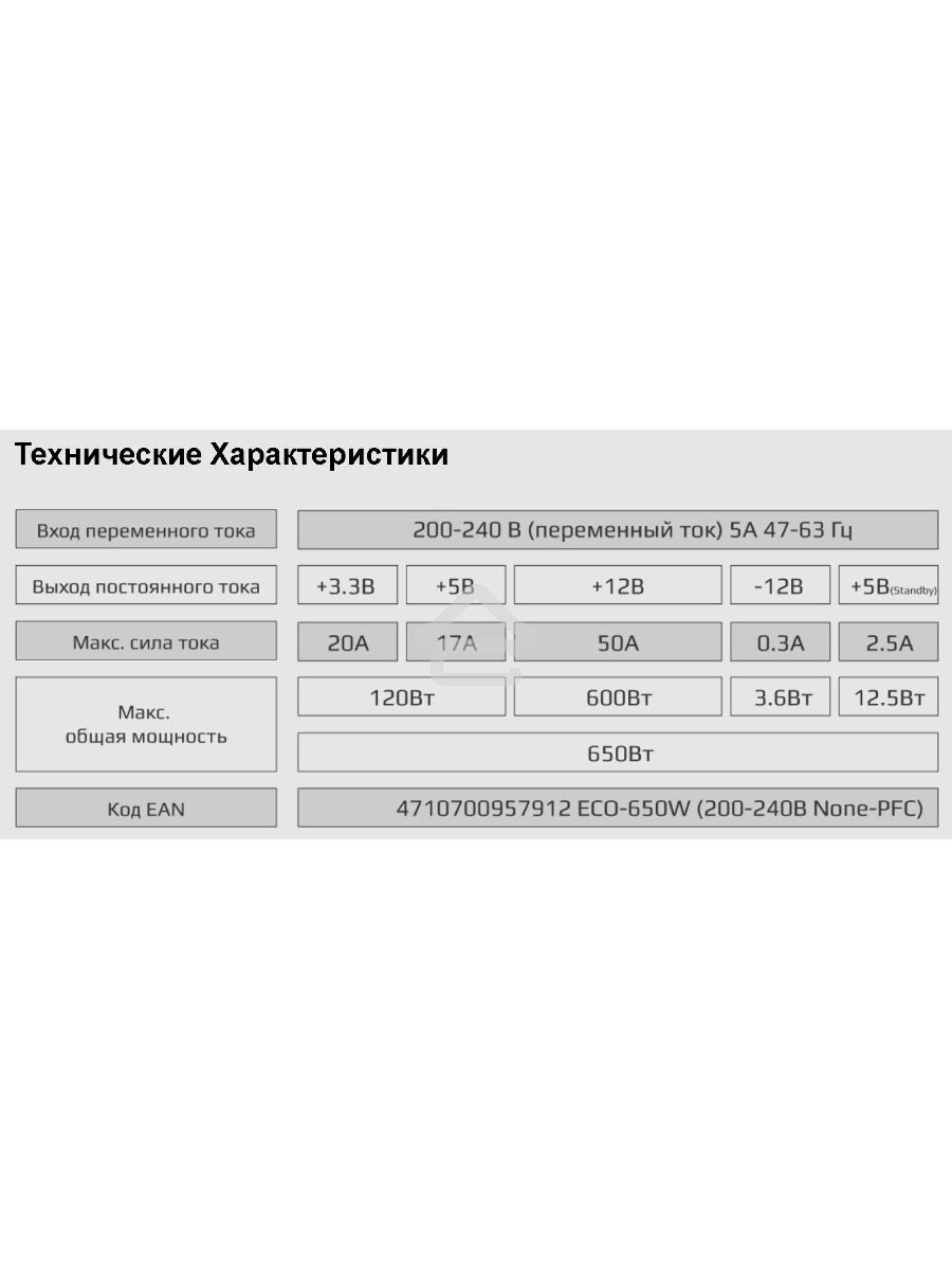Блок питания Aerocool / Formula ECO-650W, 650Вт, 120мм, серый