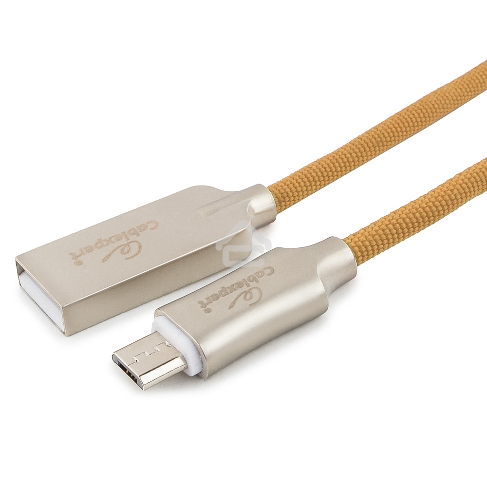 Кабель USB2.0 Cablexpert CC-P-mUSB02Gd-1.8M, AM/microB, серия Platinum, длина 1.8м, золотой, блистер