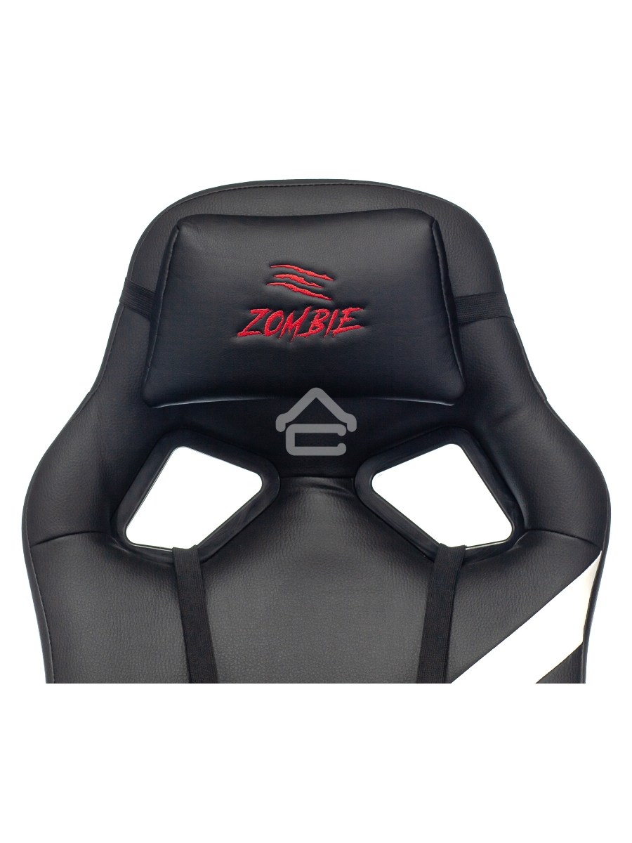 Кресло игровое Zombie DRIVER черный/белый, искусственная кожа, с подголов. крестовина пластик
