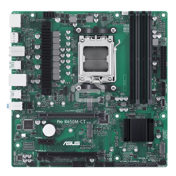 Материнская плата ASUS Pro B650M-CT-CSM, AM5, AMD B650, 4xDDR5, 4xSATA, 2xM.2, 2xPCIe 4.0 x16, 1xPCIe 4.0 x1, 2xDP, 1xHDMI, 1x1Gb LAN, 2xUSB-C 10Gbps, 2xUSB-A 10Gbps, 2xUSB-A 5Gbps, 4xUSB-A 2.0, 3x3.5 мм, 7.1, mATX