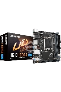 Материнская плата Gigabyte H610I DDR4, LGA 1700, Intel H610, 2xDDR4, 4xSATA, 1xM.2, 1xPCIe 4.0 x16, 1xHDMI, 1xVGA, 2xDP, 1x 1Gb LAN, 2xUSB-A 3.2 Gen 1, 4xUSB-A 2.0, 3x 3.5 мм, 7.1, Mini-ITX