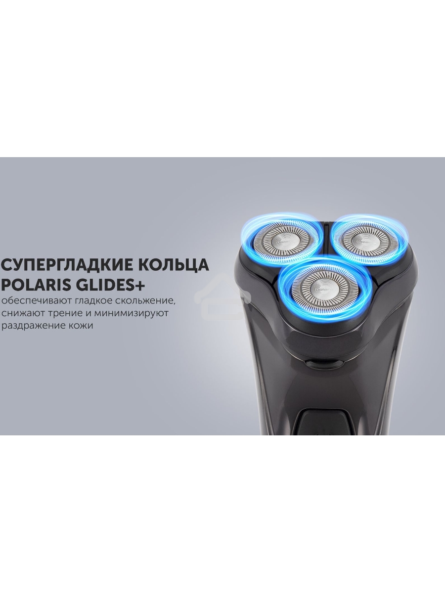 Бритва роторная Polaris WaterFlex PMR 0415R реж.эл.:3 питан.:элек.сеть/аккум. черный