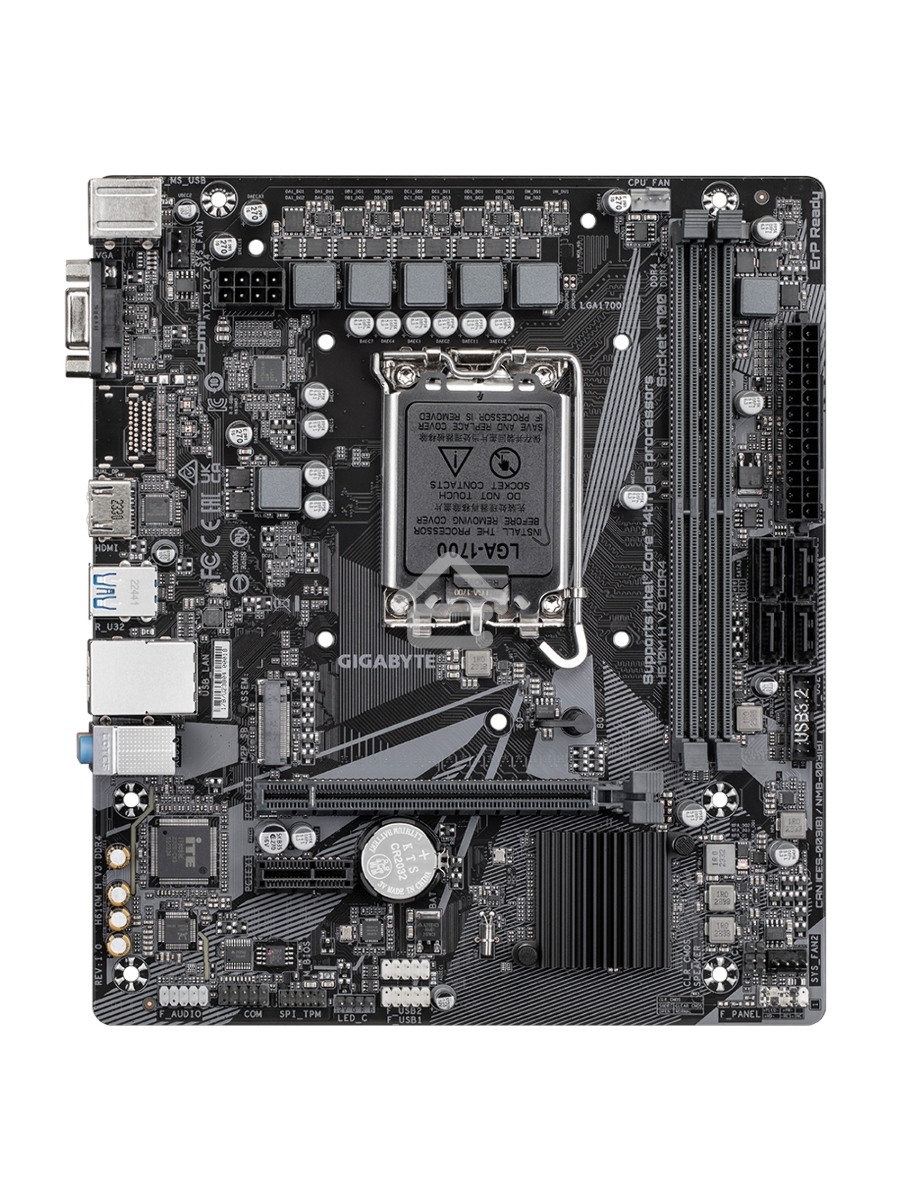 Материнская плата Gigabyte H610M H V3 DDR4, LGA 1700, Intel H610, 2xDDR4, 4xSATA, 1xM.2, 1xPCIe 4.0 x16, 1xPCIe x1, 1xHDMI, 1x 1Gb LAN, 2xUSB-A 3.2 Gen 1, 4xUSB-A 2.0, 3x 3.5 мм, 7.1, mATX