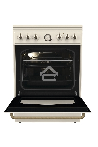 Газовая плита Gorenje GKS6C71CLI, электрическая духовка, металлическая крышка, чугун, слоновая кость