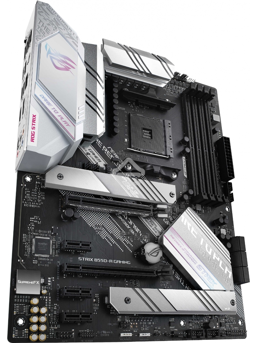 Материнская плата ASUS ROG STRIX B550-A GAMING, AM4, AMD B550, 4xDDR4, 6xSATA, 2xM.2, 1xPCI-E 4.0 x16, 1xPCI-E 3.0 x16, 3xPCI-E x1, 1xHDMI, 1xDP, 1x 2.5Gb LAN, 4xUSB 3.2 Gen 1, 1xUSB 3.2 Gen 2, 1xUSB-C 3.2 Gen 2, 5x3.5 мм, 7.1, ATX