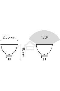 Лампа GAUSS LED Elementary 13516  MR16 GU5.3 5.5W 2700К  1/10/100