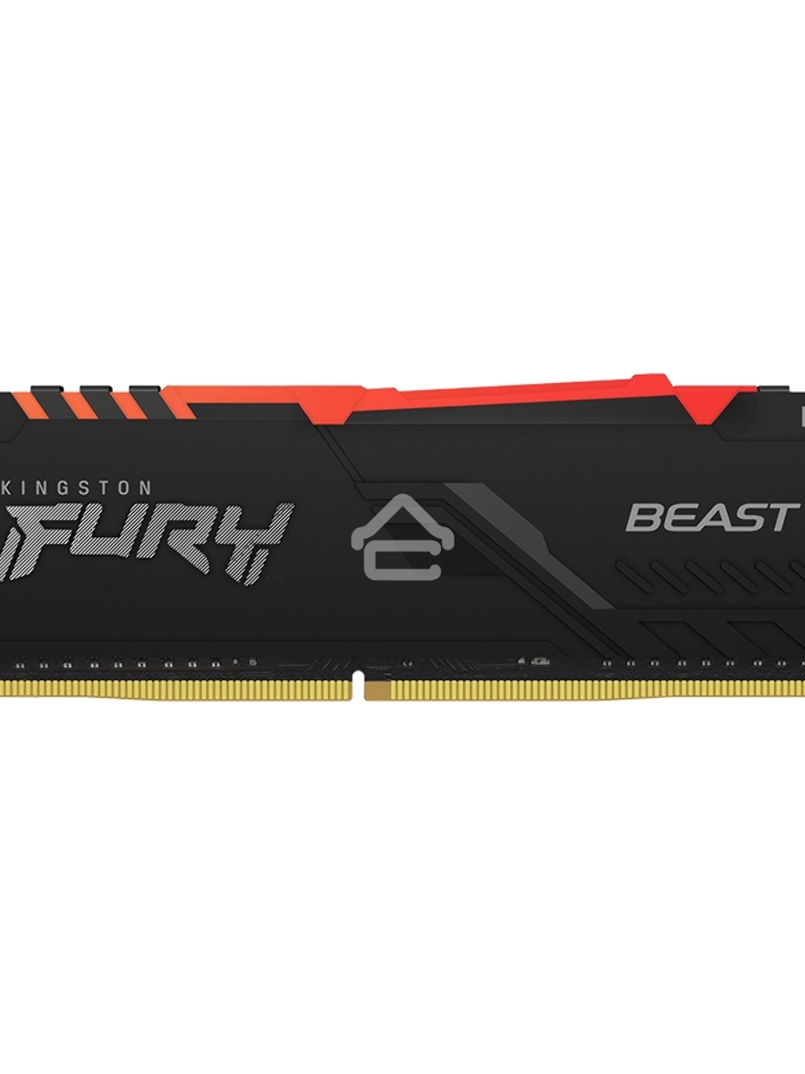 Оперативная память Kingston Fury Beast, DDR4, 16GB (1x16GB), 3200MHz, CL16, DIMM, с радиатором, RGB, чёрный