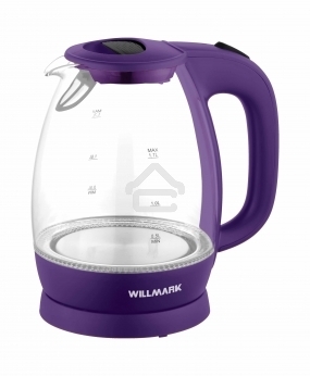 Чайник электрический Willmark WEK-1705GV (1.7л, LED-подсв., корп. из стекла, фиолетов., 2200Вт)