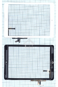 Сенсорное стекло (тачскрин) для iPad Air (A1474, A1475, A1476), белое с кнопкой OEM