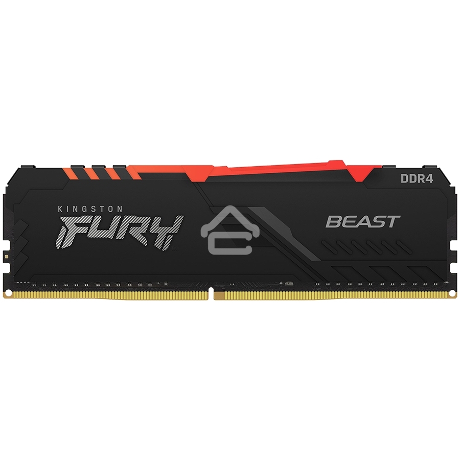 Оперативная память Kingston Fury Beast, DDR4, 16GB (1x16GB), 3200MHz, CL16, DIMM, радиатор, RGB, черный