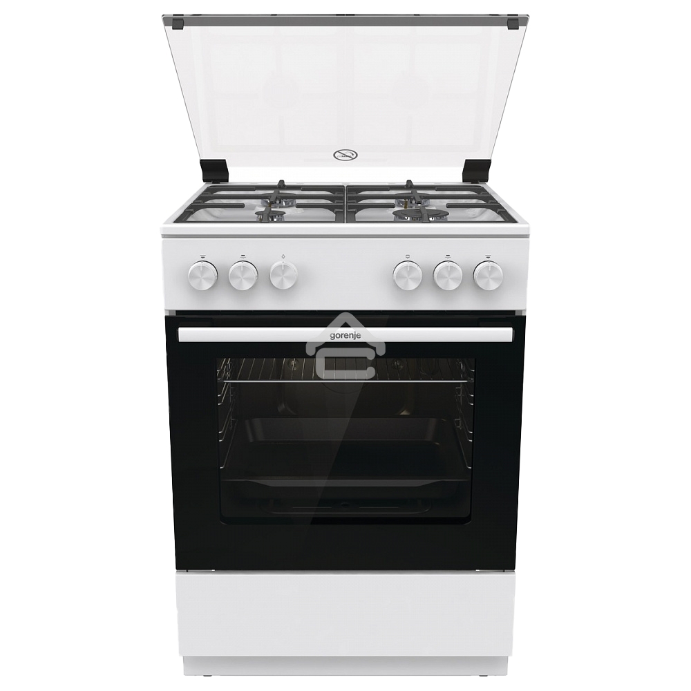 Плита газовая Gorenje GG6A11WF белый, конфорок 4 газовых, духовка 72 л, 60 см x 85 см x 60 см