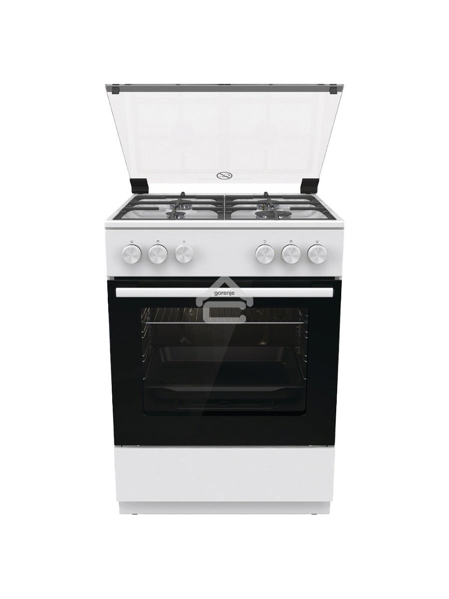 Плита газовая Gorenje GG6A11WF белый, конфорок 4 газовых, духовка 72 л, 60 см x 85 см x 60 см