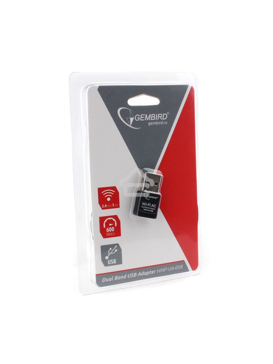 Сетевой двухдиапазонный Wi-Fi мини USB-адаптер Gembird 600 Мбит, USB, 802.11b/g/n/ac/а